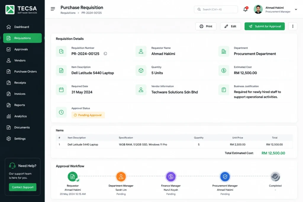 Purchase Requisition - Tecsa Software Services